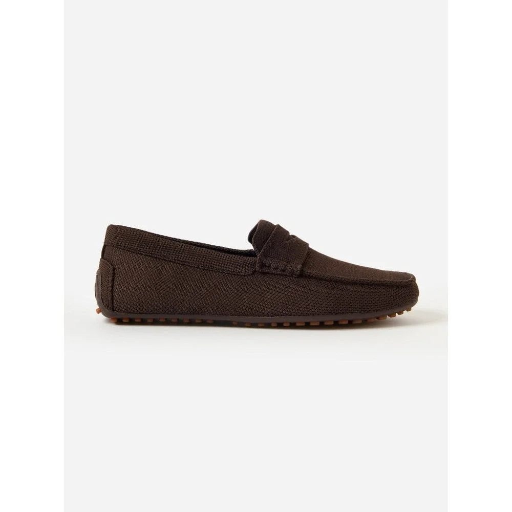 Peter Millar Crown Men's Cruise Knit Driver Loafers Chocolate Brown Size 8